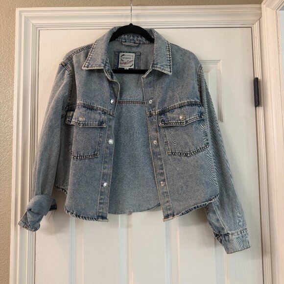 Stoosh Vintage Denim Shirt Jacket Shacket Size Small Acid Wash - Picture 2 of 9
